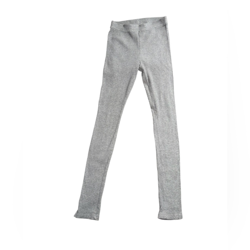 H&M Women’s XS Ribbed Heather Grey Mid Rise Stretch Waist Skinny Leggings
